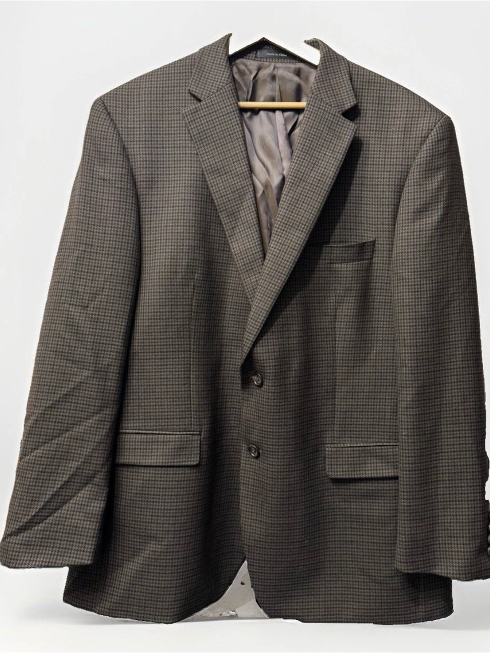 Lauren Ralph Lauren Blazer Men 46R Brown Black Houndstooth Sport Coat 100% Wool